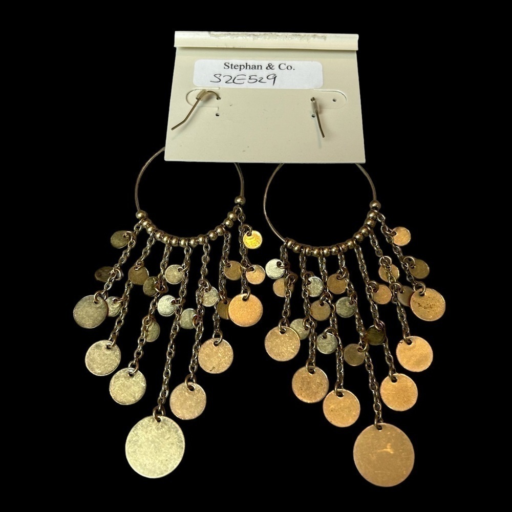 Stephan & Co. Red & Gold Hoop & Hook Drop Dangle Earrings - Picture 7 of 9